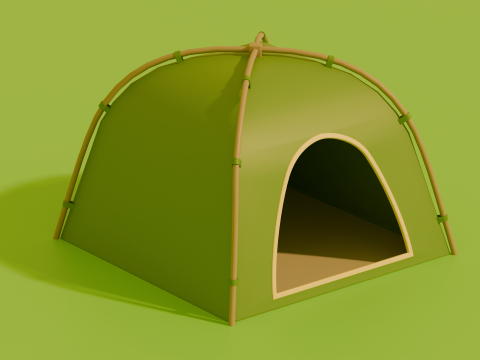 Stylized Low Poly Cartoon Tents 3D Model