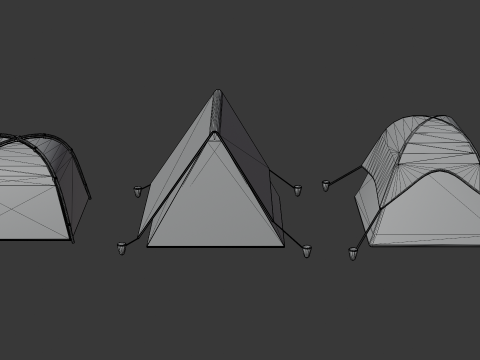 Stylized Low Poly Cartoon Tents 3D Model