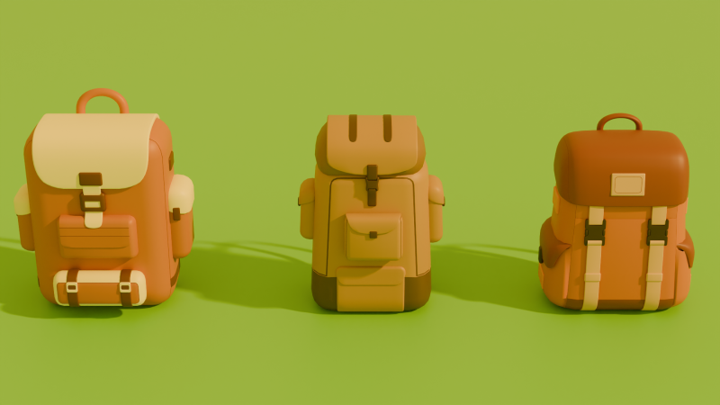 Stylized Low Poly Cartoon Backpacks Modello 3D .c4d .max .obj .3ds .fbx .stl .blend