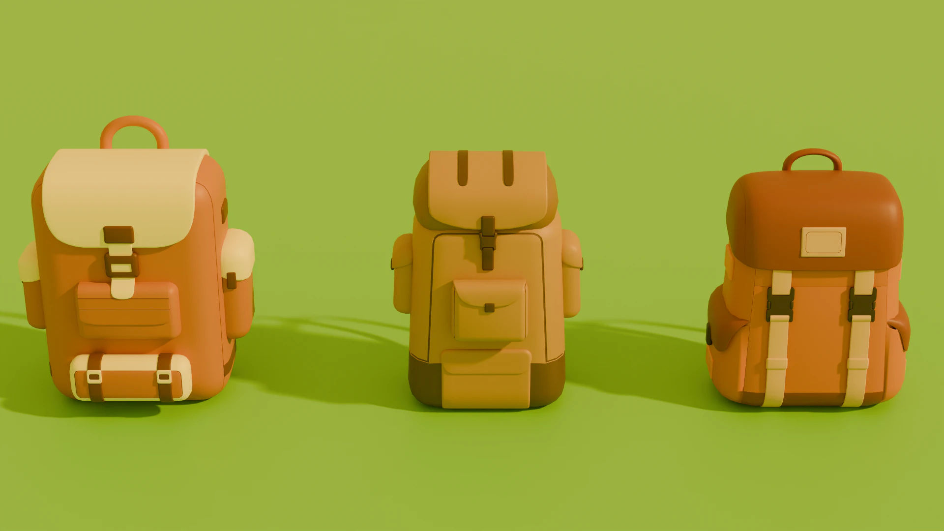 Stylized Low Poly Cartoon Backpacks 3D Model .c4d .max .obj .3ds .fbx .stl .blend 