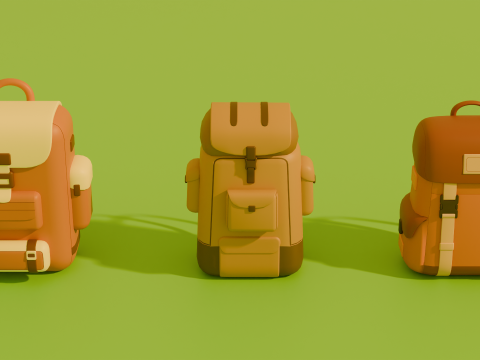 Stylized Low Poly Cartoon Backpacks 3D Модель