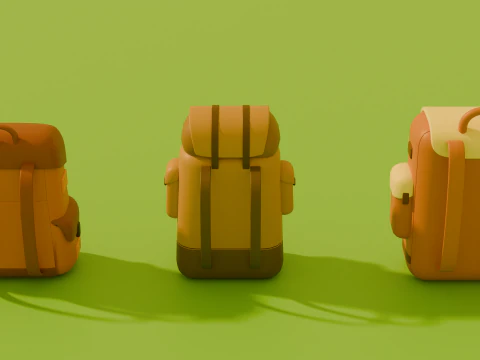 Stylized Low Poly Cartoon Backpacks 3D Model