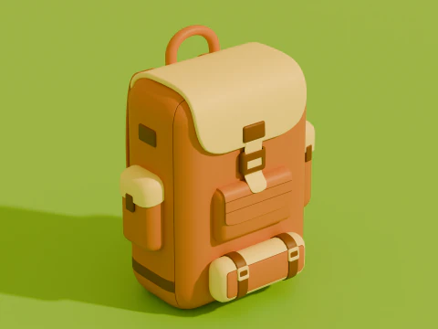 Stylized Low Poly Cartoon Backpacks 3D Model