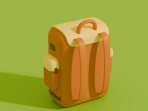 Stylized Low Poly Cartoon Backpacks 3D Model