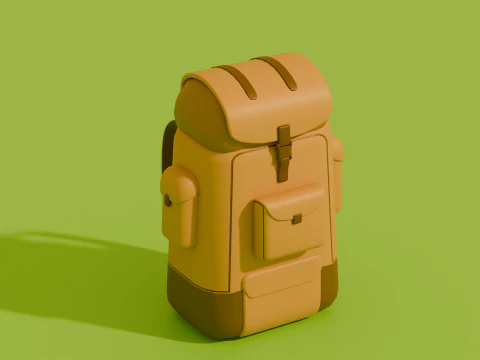 Stylized Low Poly Cartoon Backpacks 3D Model