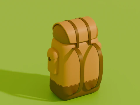 Stylized Low Poly Cartoon Backpacks 3D Model
