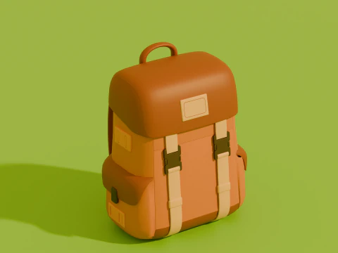Stylized Low Poly Cartoon Backpacks 3D Model