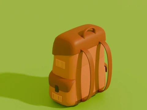 Stylized Low Poly Cartoon Backpacks 3D Model