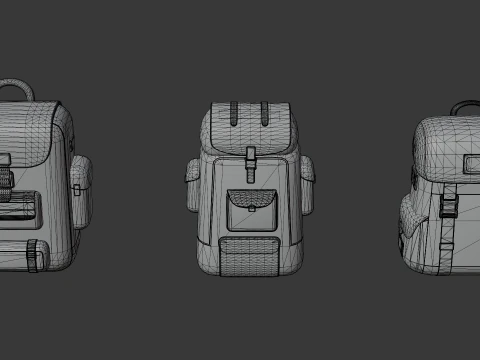Stylized Low Poly Cartoon Backpacks 3D Model
