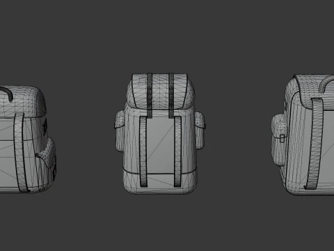 Stylized Low Poly Cartoon Backpacks 3D Model