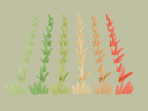 Stylized Cartoon Grass and Bushes 3D Модель
