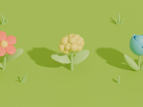 Stylized Cartoon Flowers and Mushrooms Model 3D