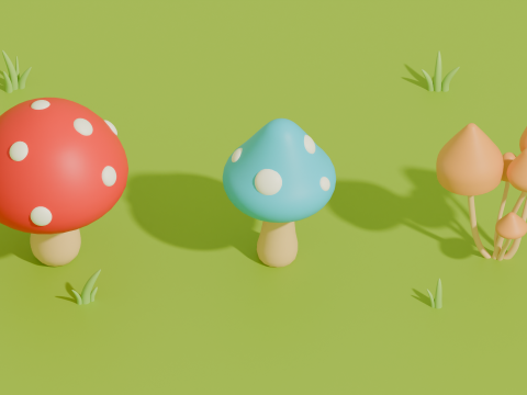 Stylized Cartoon Flowers and Mushrooms Model 3D