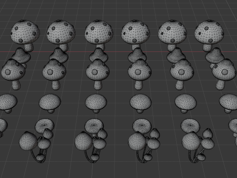 Stylized Cartoon Flowers and Mushrooms Model 3D