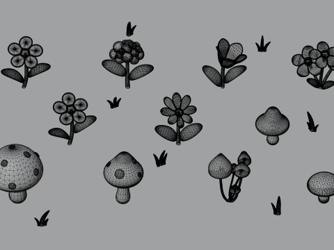 Stylized Cartoon Nature Asset Pack 3D Модель