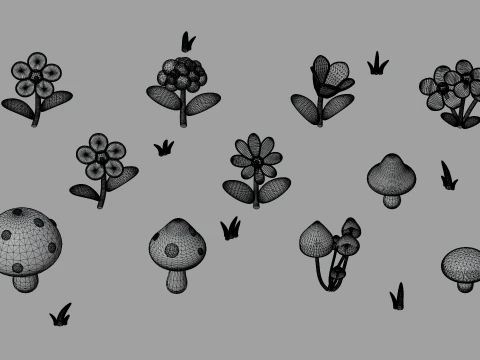 Stylized Cartoon Nature Asset Pack 3D Model
