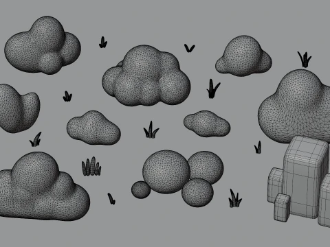 Stylized Cartoon Nature Asset Pack 3D Model