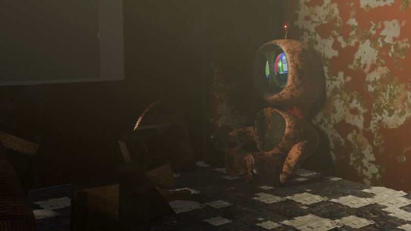 Rusty robot in an old factory Modèle 3D .c4d .max .obj .3ds .fbx .stl .blend 