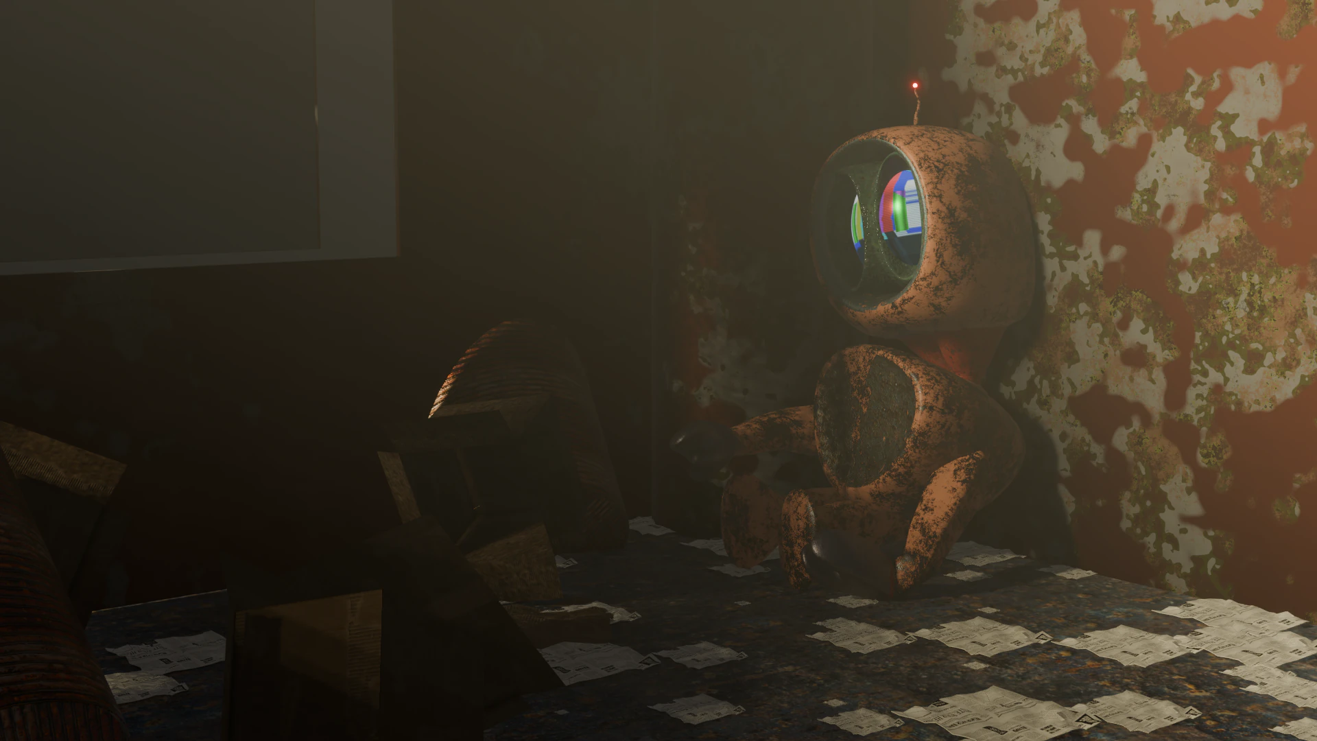 Rusty robot in an old factory 3D Model .c4d .max .obj .3ds .fbx .stl .blend 