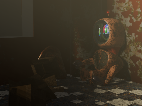 Rusty robot in an old factory 3D Model
