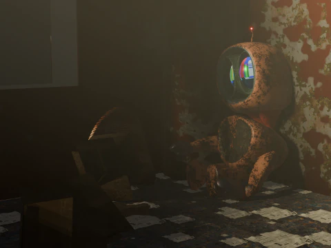 Rob&ocirc; enferrujado em uma antiga f&aacute;brica Modelo 3D