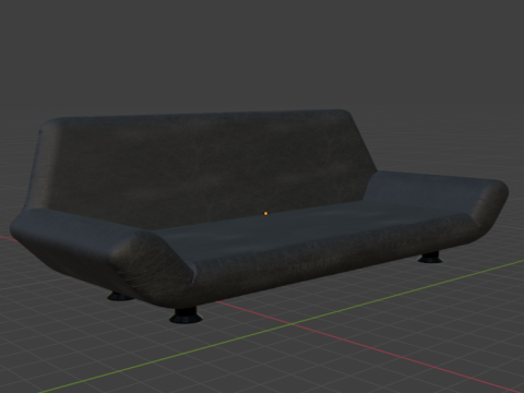 BLACK LEATHER COUCH 3D Модель