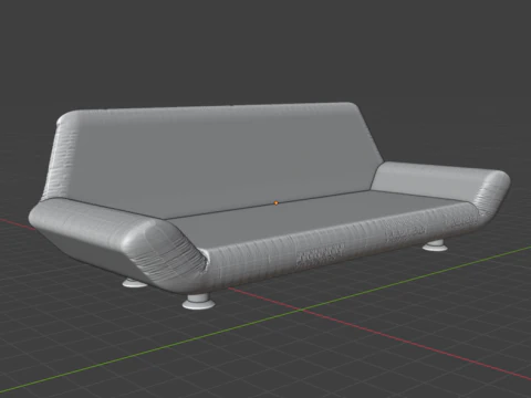 BLACK LEATHER COUCH 3D Model