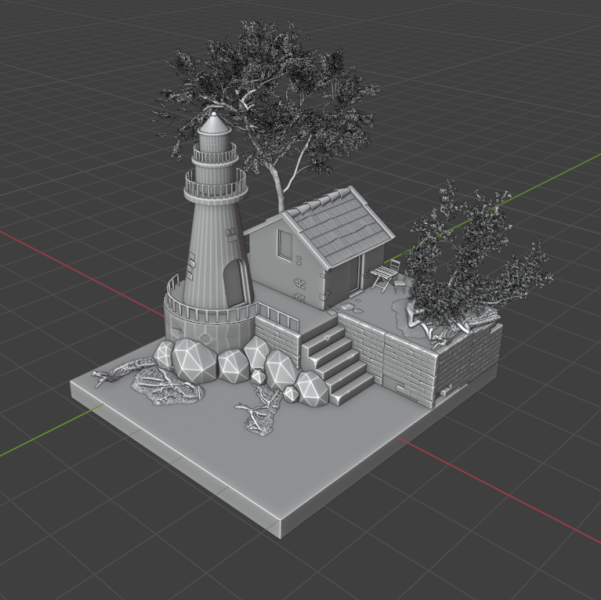 Lighthouse House Trees and General Materials Modelo 3D .c4d .max .obj .3ds .fbx .stl .blend 
