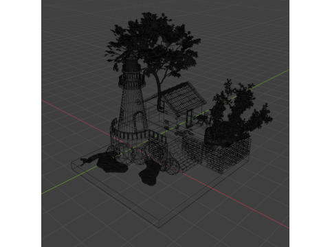 Lighthouse House Trees and General Materials Modelo 3D