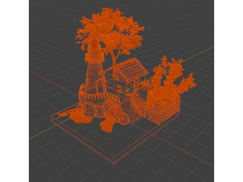 Lighthouse House Trees and General Materials 3D Model