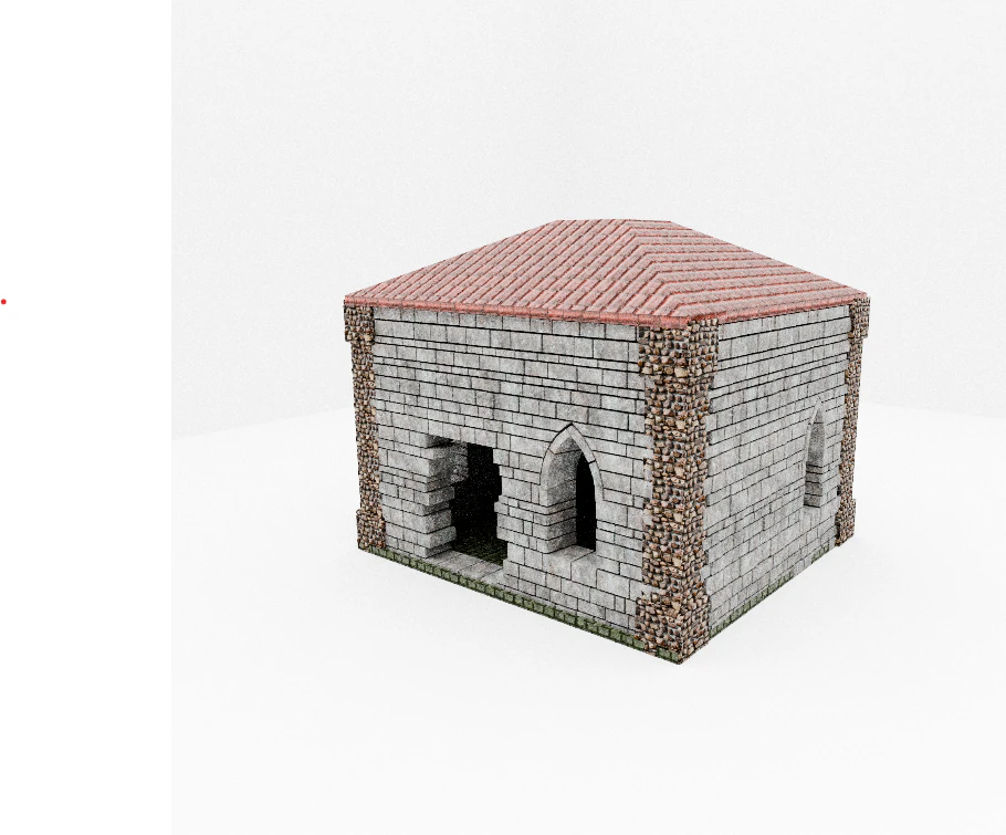 RUMAH BATU GOTIK Model 3D .c4d .max .obj .3ds .fbx .stl .blend 