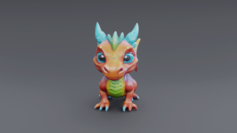 Amber Baby Dragon 1 3D Модель .c4d .max .obj .3ds .fbx .stl .blend 