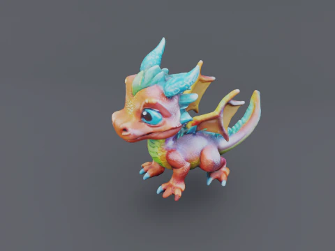 Amber Baby Dragon 1 3D Model