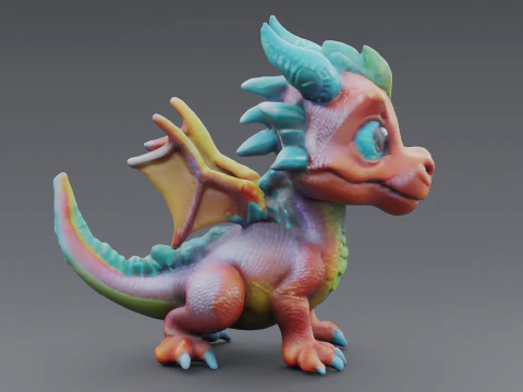 Amber Baby Dragon 1 3D Model