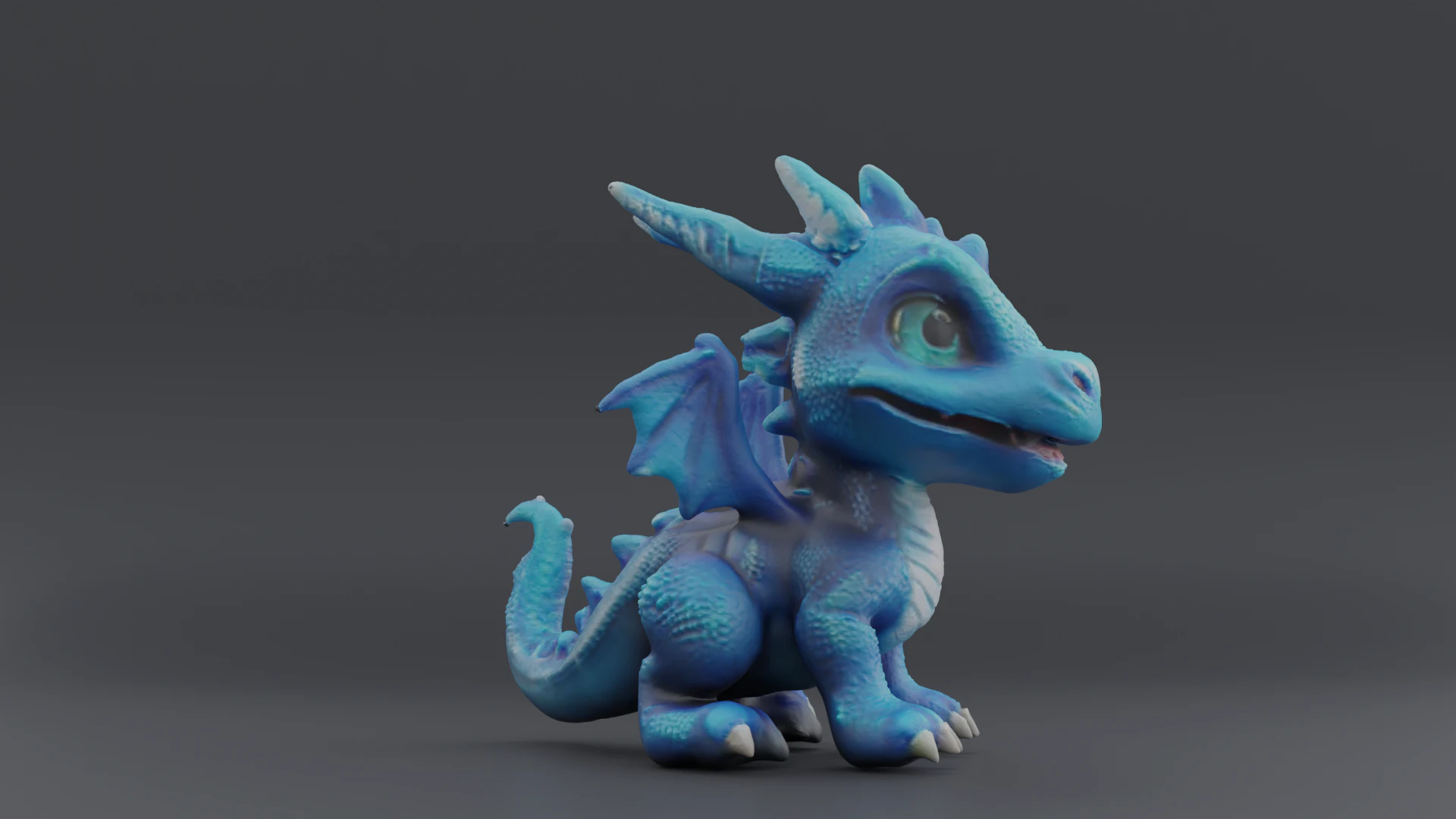 Blue Baby Dragon 1 3D Print Model .c4d .max .obj .3ds .fbx .stl .blend
