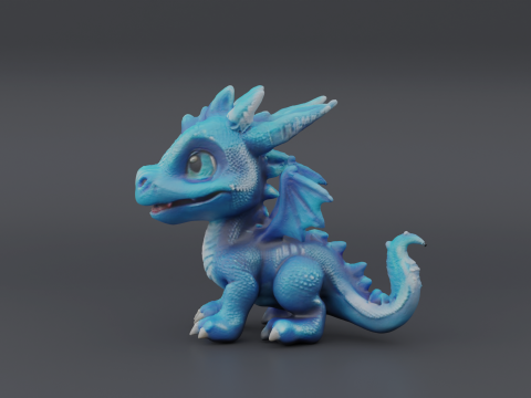 Blue Baby Dragon 1 Model Cetak 3D