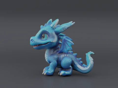 Blue Baby Dragon 1 3D Print Model