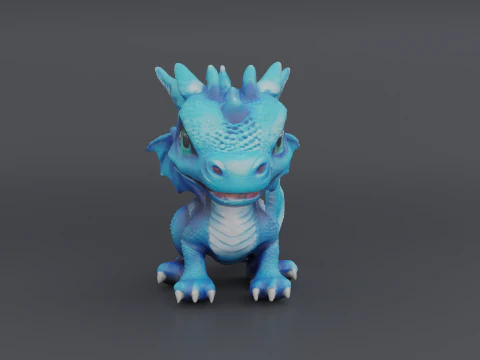 Blue Baby Dragon 1 3D Print Model