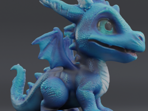 Blue Baby Dragon 1 Model Cetak 3D
