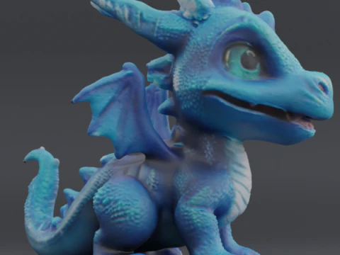 Blue Baby Dragon 1 3D Print Model
