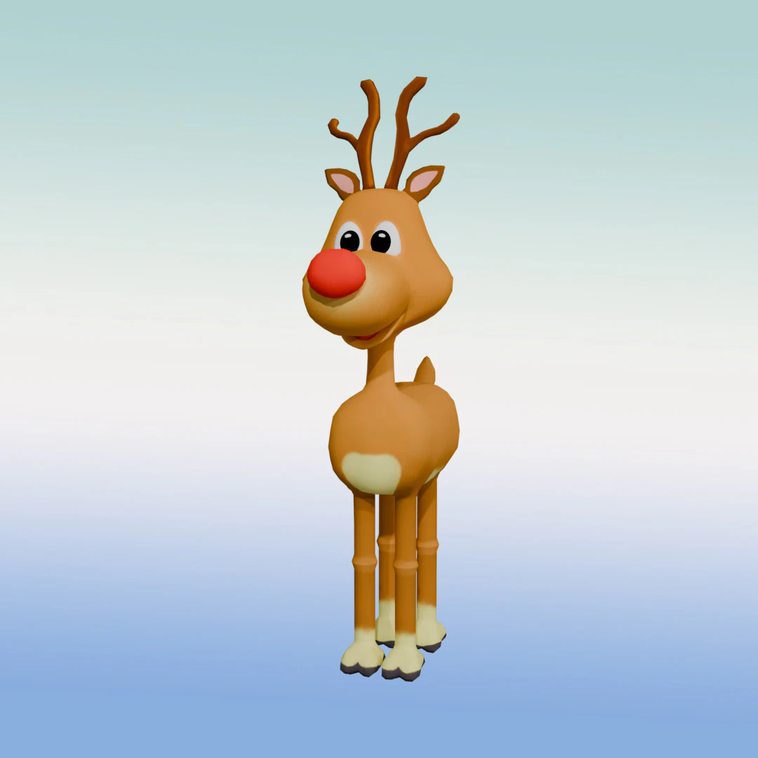 Rudolph the rednosed reindeer 3D Model .c4d .max .obj .3ds .fbx .stl .blend