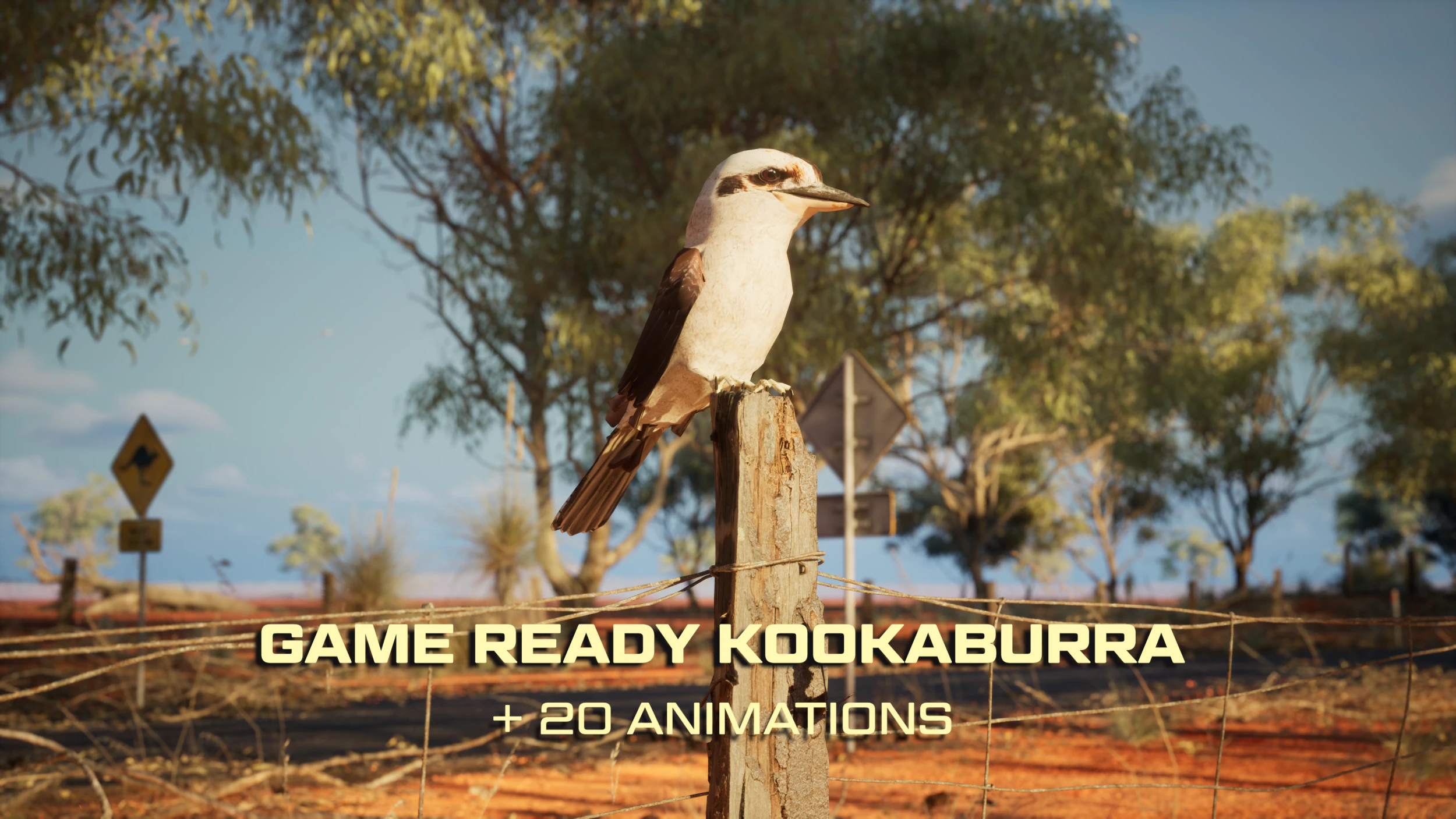 Game Ready Kookaburra with Animations Low-poly 3D Model .c4d .max .obj .3ds .fbx .stl .blend 
