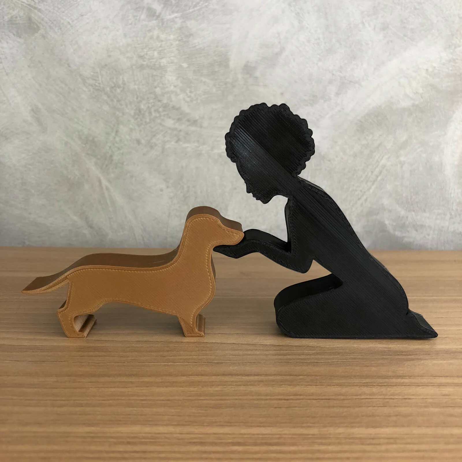 Girl and her dachshund - afro hair 3D Print Model .c4d .max .obj .3ds .fbx .stl .blend 