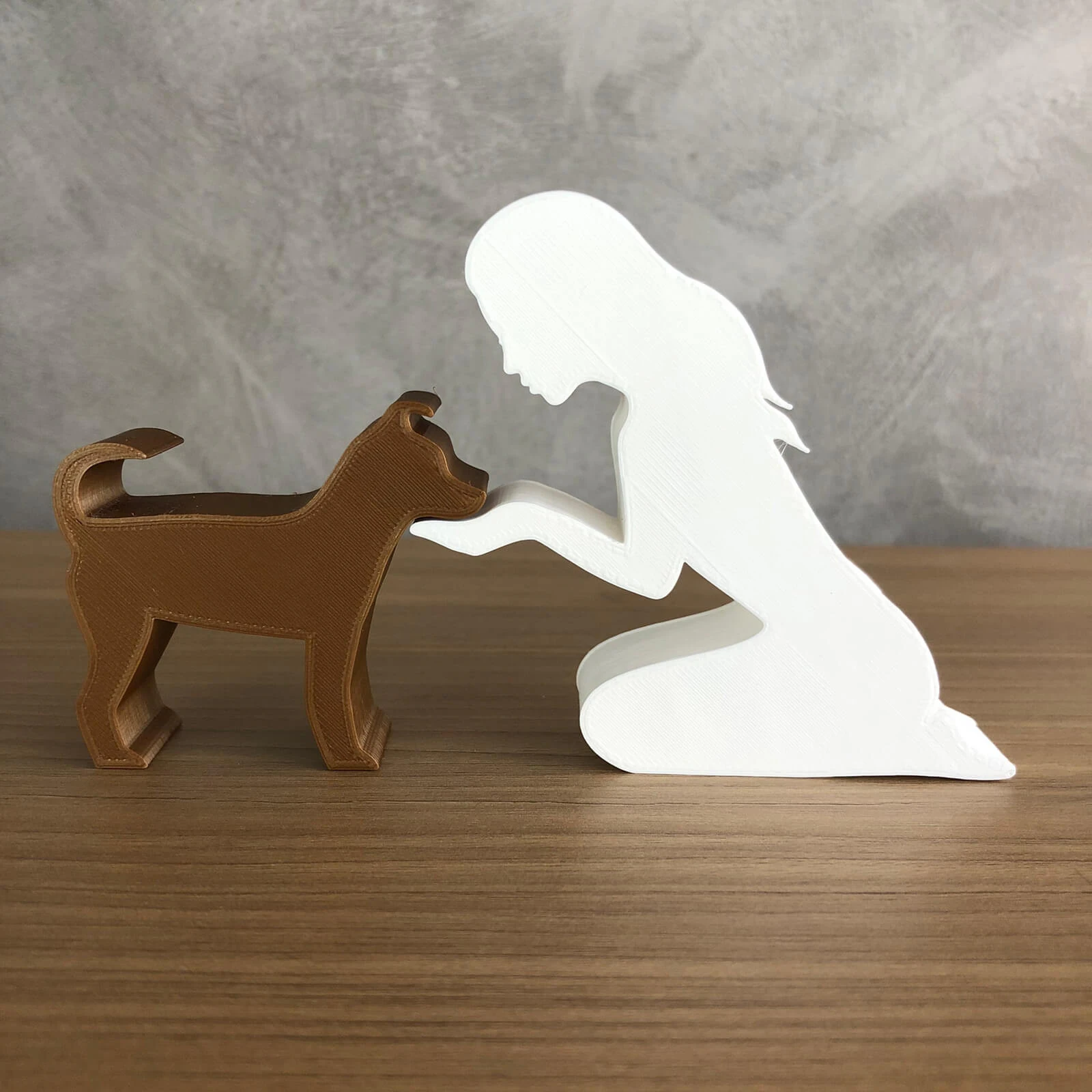 Girl and her dog - straight hair 3D Print Model .c4d .max .obj .3ds .fbx .stl .blend 
