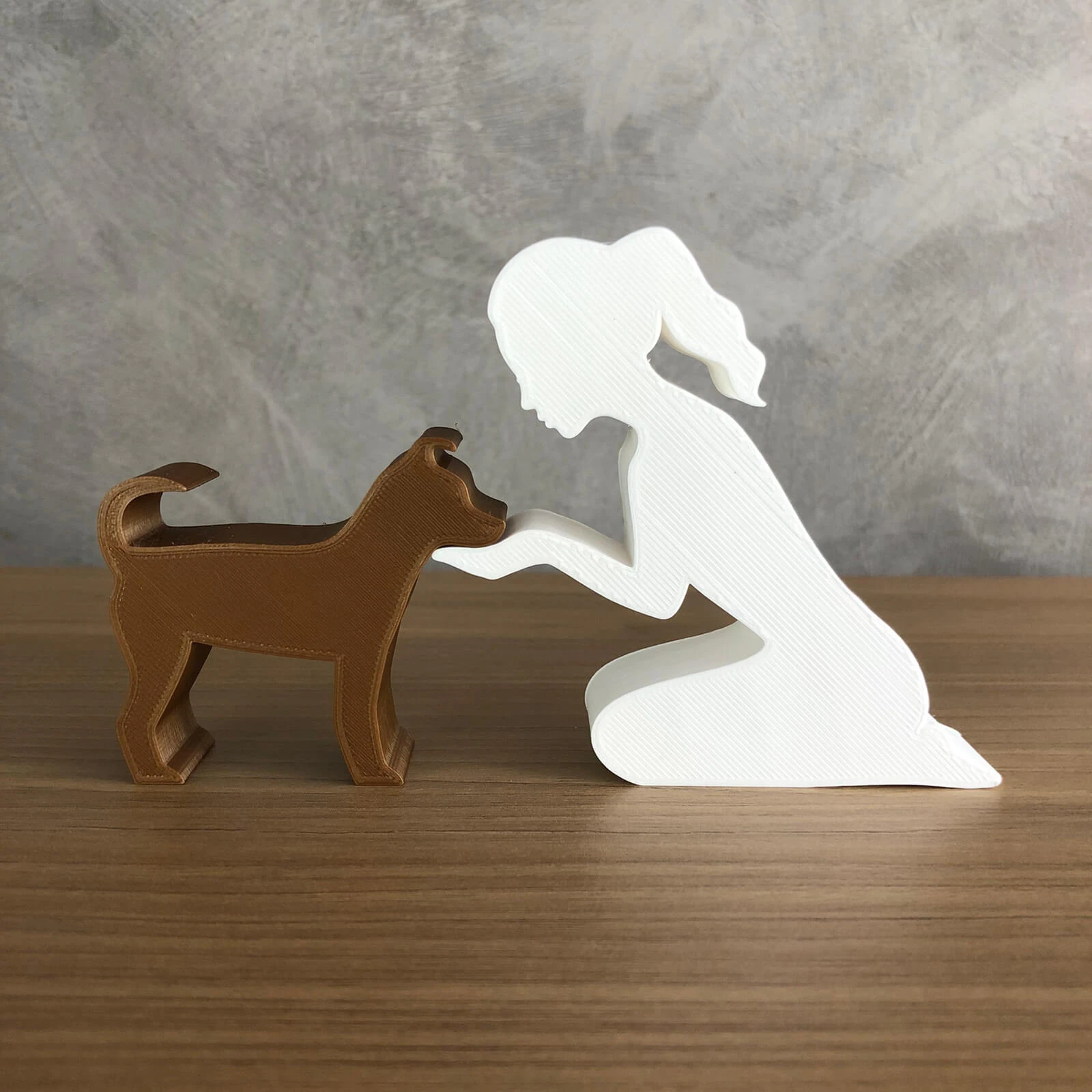 Girl and her dog - tied hair 3D Print Model .c4d .max .obj .3ds .fbx .stl .blend 