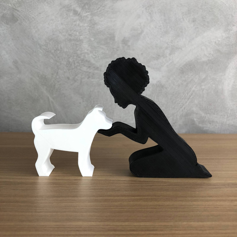 Girl and her dog - afro hair Modelo de impresión 3D .c4d .max .obj .3ds .fbx .stl .blend