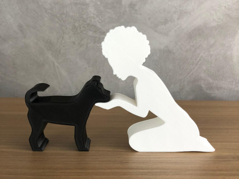 Girl and her dog - afro hair Modelo de impresión 3D