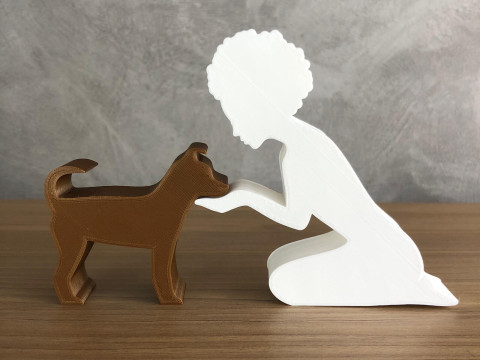 Girl and her dog - afro hair Modelo de impresión 3D