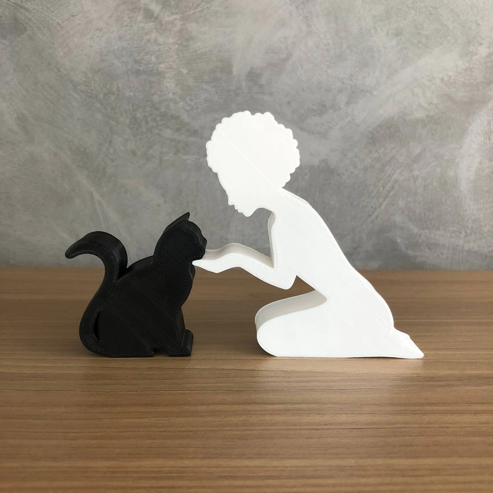 Girl and her cat - afro hair 3D Print Model .c4d .max .obj .3ds .fbx .stl .blend