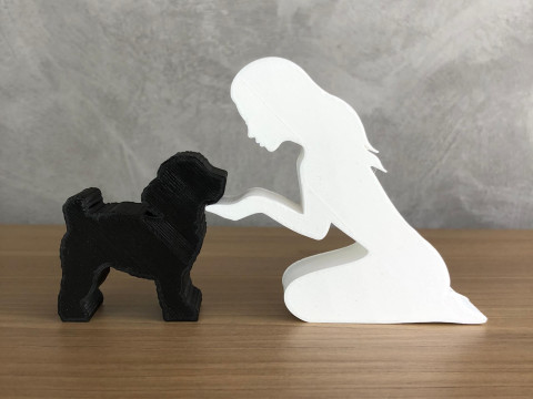Girl and her poodle - straight hair 3D 프린트 모델